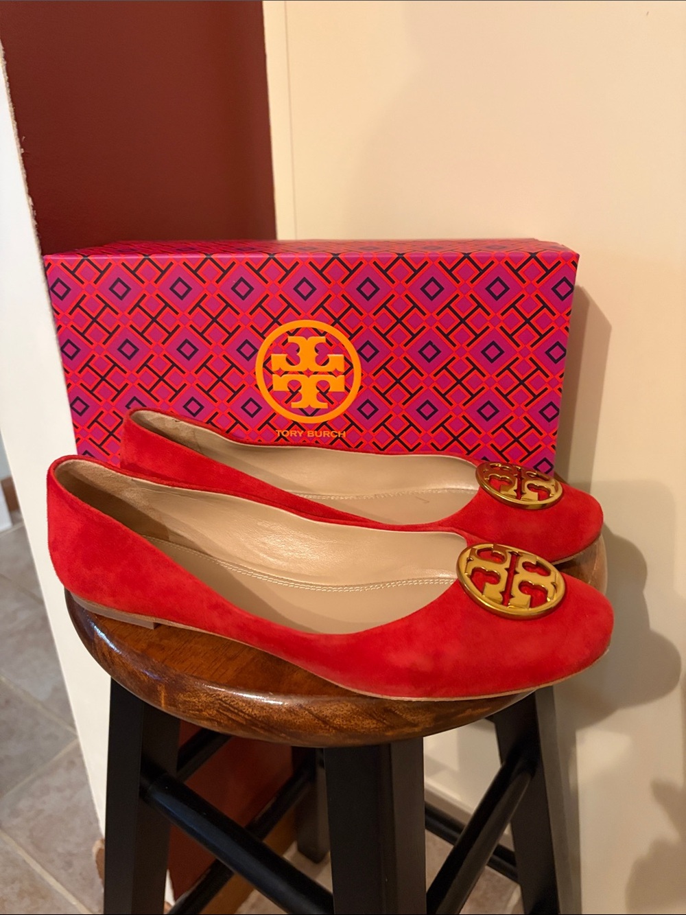 Women’s Tory Burch Chelsea Ballet- Red, size 7